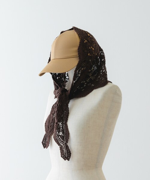 RODE SKO（ロデスコ）の「レースニットバブーシュカ（バンダナ/スカーフ・レディース・OFF/DARK BROWN・one）」の2枚目の写真