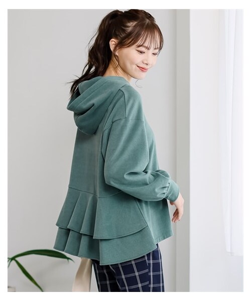 nissen（ニッセン）の「大きいサイズもちもちやわらか後フリルプルオーバー（Tシャツ/カットソー・レディース・メイプルオレンジ/グレイッシュグリーン/ダークネイビー・L/LL/3L/4L/5L/6L/8L/10L）」の8枚目の写真