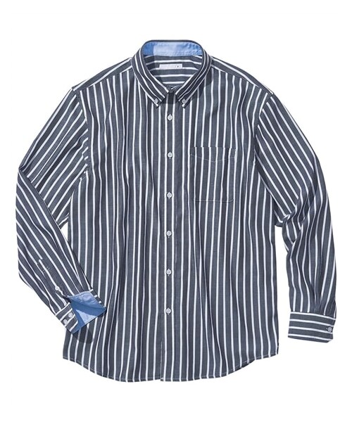 nissen（ニッセン）の「形態安定長袖ボタンダウンストライプシャツ（肩まわり・お腹ゆったり）（消臭テープ付）【大きいサイズ】（シャツ/ブラウス・メンズ・オフホワイト系/ネイビー系・3L/4L/5L/6L/8L/10L）」の11枚目の写真