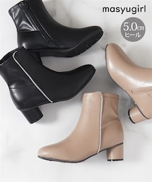 nissen | masyugirl（マシュガール）ラインデザインショートブーツ（ワイズ４Ｅ）(ブーツ)