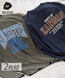 nissen | プリント長袖Tシャツ２枚組（アメカジ柄）【大きいサイズ有】(Tシャツ/カットソー)