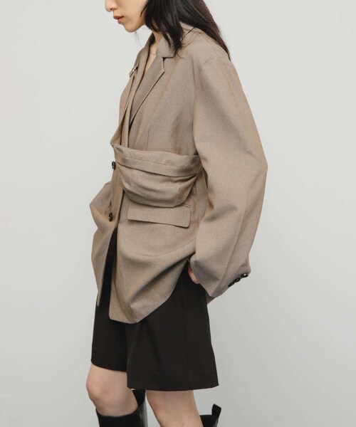 KBF（ケイビーエフ）の「バッグSETダブルジャケット（テーラードジャケット・レディース・BROWN MIX/GRAY MIX/BLACK・one）」の18枚目の写真