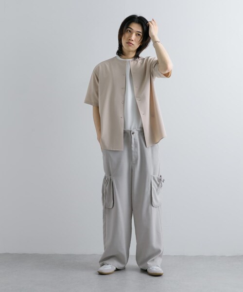SENSE OF PLACE by URBAN RESEARCH(センスオブプレイスバイアーバンリサーチ)の「ノーカラーシャツ(5分袖)(シャツ/ブラウス・メンズ・GRAY/BEIGE/BLUE・S/M/L)」の17枚目の写真