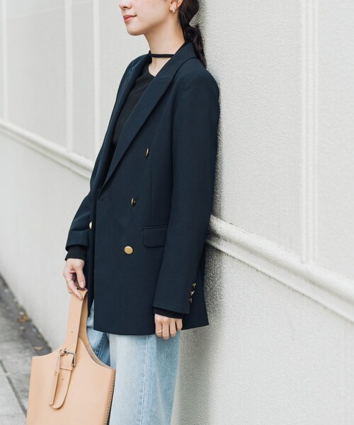 URBAN RESEARCH(アーバンリサーチ)の「ダブルブレストブレザージャケット(テーラードジャケット・レディース・NAVY/BLACK・36/38)」の22枚目の写真