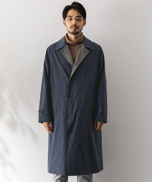 URBAN RESEARCH Sonny Label（アーバンリサーチサニーレーベル）の「チェックリバーシブルオーバーコート（ステンカラーコート・メンズ・ベージュ/ネイビー・M/L）」の5枚目の写真