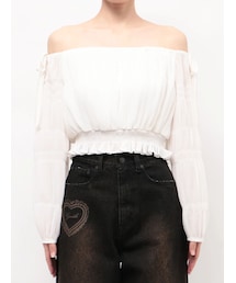 EMODA | RIBBON CUT OFF SHOULDER TOP(Tシャツ/カットソー)