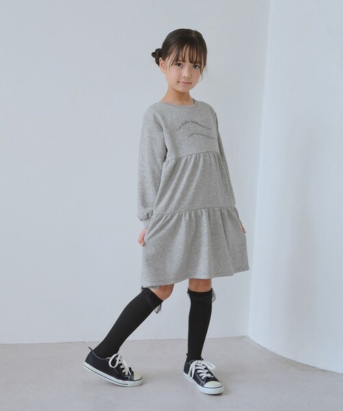ROPE' PICNIC（ロペピクニック）の「【KIDS/キッズ】裏毛ティアードロゴワンピース（ワンピース・キッズ・ライトグレー/キナリ・L/M/S）」の8枚目の写真