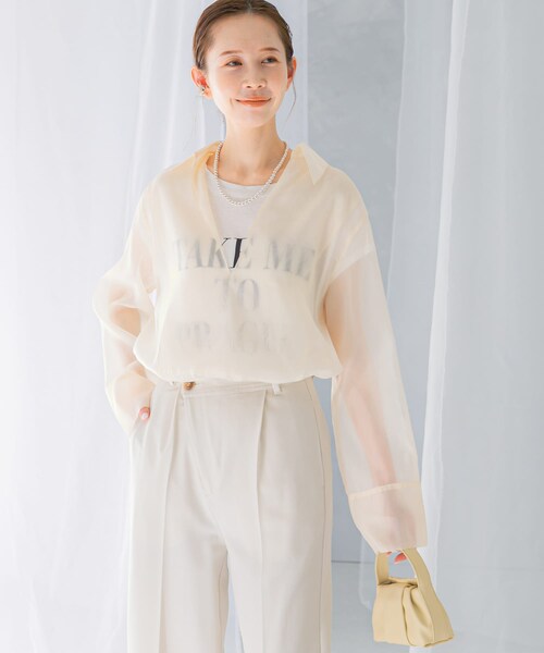 URBAN RESEARCH ROSSO（アーバンリサーチロッソ）の「シアースキッパーロングシャツ（シャツ/ブラウス・レディース・ivory/blue・FREE）」の6枚目の写真