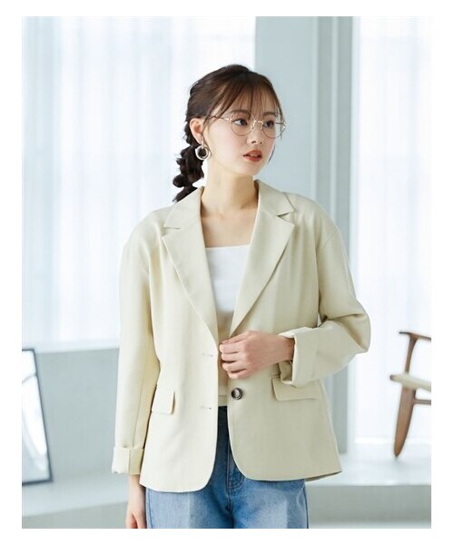 nissen（ニッセン）の「大きいサイズ　テーラードジャケット　miclat（テーラードジャケット・レディース・ベージュ系/ネイビー系・L/LL/3L/4L/5L/6L/8L/10L）」の7枚目の写真