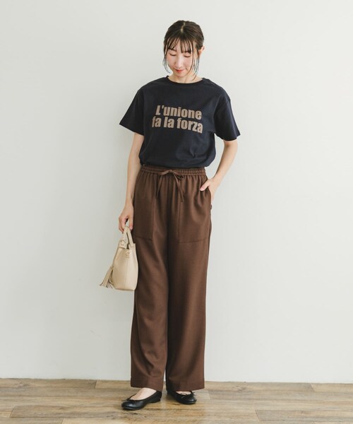 ITEMS URBANRESEARCH（アイテムズ アーバンリサーチ）の「リネンライクイージーワイドパンツ（その他パンツ・レディース・BRN/YEL/BLK/MOC・FREE）」の16枚目の写真