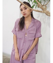 EVRIS | オープンカラーサテンシャツ【セットアップ着用可能】(シャツ/ブラウス)