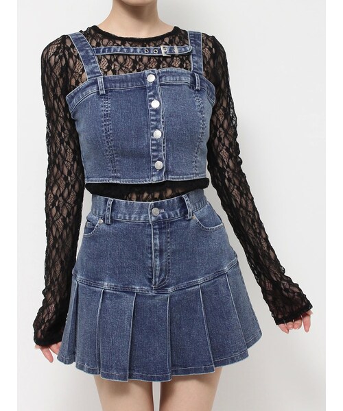 EATME（イートミー）の「ベルトデニムビスチェ（セットアップ可能）（キャミソール・レディース・ブラック/ピンク/ブルー・F）」の11枚目の写真