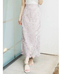 MERCURYDUO | リーフ柄ケミカルレースタイトスカート(スカート)