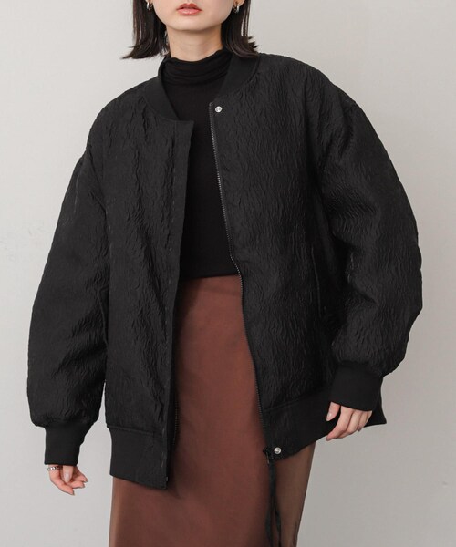 SENSE OF PLACE by URBAN RESEARCH（センスオブプレイスバイアーバンリサーチ）の「オーバーサイズMA-1（MA-1・レディース・BLACK/IVORY/BEIGE・one）」の2枚目の写真