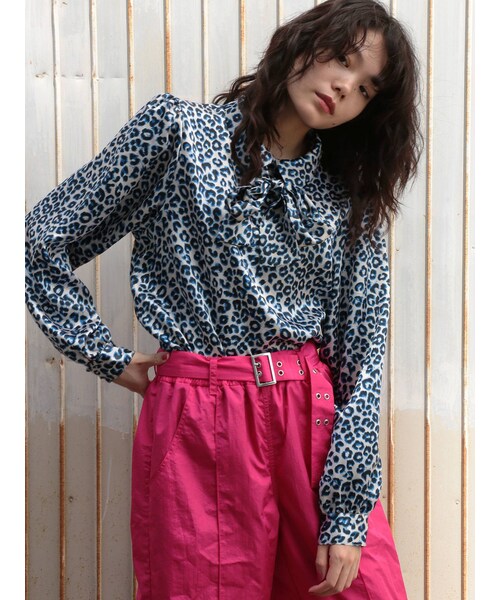 jouetie（ジュエティ）の「フロントリボンTブラウス（シャツ/ブラウス・レディース・ミックス/ダークミックス/パープル・M）」の4枚目の写真