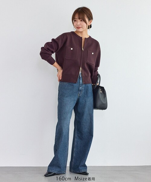 ROPE' PICNIC（ロペピクニック）の「パールキラキラビジューデニム（デニムパンツ・レディース・ネイビー/ブルー/ブラック系・L/M/S）」の14枚目の写真