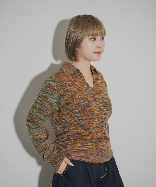 THE GOODLAND MARKET（ザグッドランドマーケット）の「COOHEM　ONI KASURI WOOL KNIT PULLOVER（ニット/セーター・レディース・04BLUE/02RED・Free）」の17枚目の写真