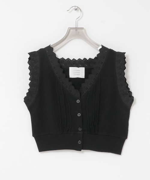 URBAN RESEARCH（アーバンリサーチ）の「crinkle crinkle crinkle　WAFFLE FRILL VEST（ベスト・レディース・WHITE/BLACK・Free）」の2枚目の写真