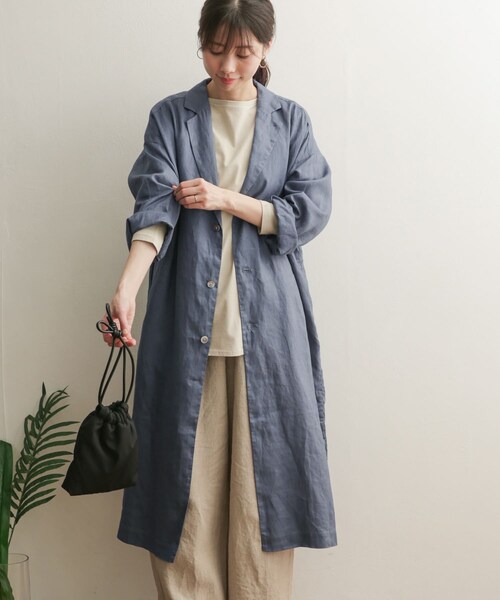 URBAN RESEARCH DOORS(アーバンリサーチドアーズ)の「リネンワイドチェスターコート(チェスターコート・レディース・NATURAL/BLUE・1)」の20枚目の写真