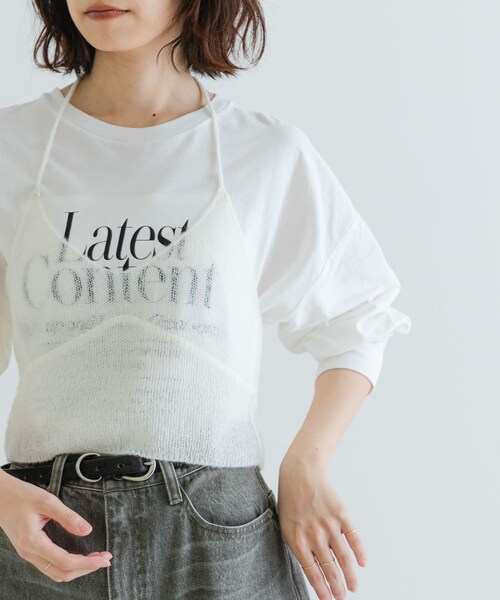 URBAN RESEARCH（アーバンリサーチ）の「ヘアリーニットビスチェ（キャミソール・レディース・CHARCOAL/OFF・FREE）」の4枚目の写真