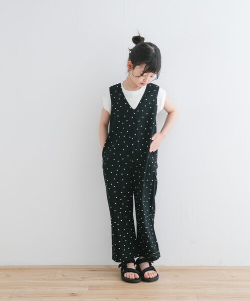 URBAN RESEARCH DOORS（アーバンリサーチドアーズ）の「『親子リンク』リネンレーヨンドットオールインワン(KIDS)（ワンピース・キッズ・NATURAL/BLACK・105/120/135）」の5枚目の写真