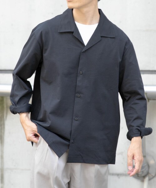 ITEMS URBANRESEARCH（アイテムズ アーバンリサーチ）の「ペーパータッチオープンカラーシャツ（シャツ/ブラウス・メンズ・GRY/KHK/BLK・M/L）」の5枚目の写真
