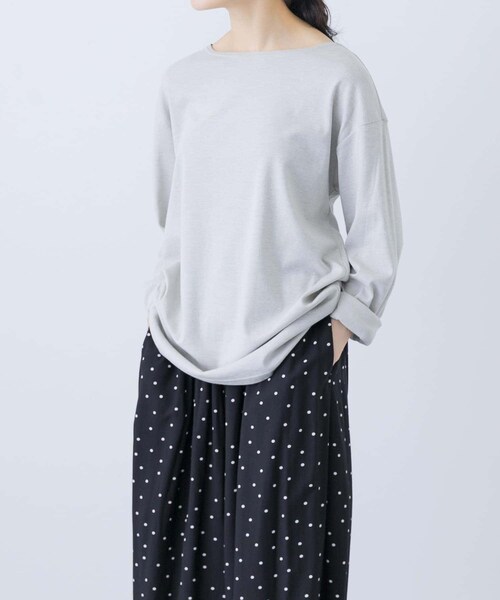 かぐれ（カグレ）の「ボートネックロングカットソー（Tシャツ/カットソー・レディース・OFF/L.GRAY/NAVY・Free/FREE）」の15枚目の写真