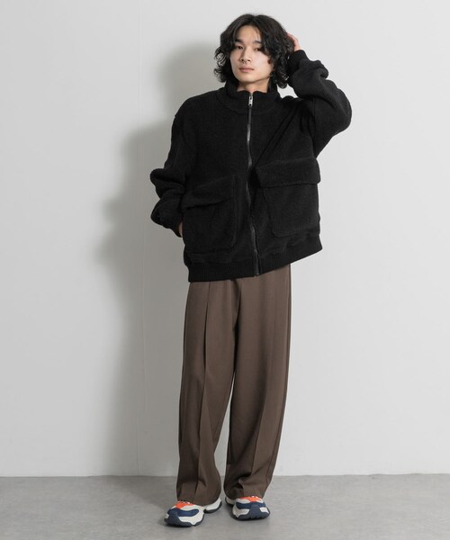 THE GOODLAND MARKET（ザグッドランドマーケット）の「AIGLE　ジップアップ シェルパフリース（ブルゾン・レディース・NOIR/OSIER・S/L）」の8枚目の写真