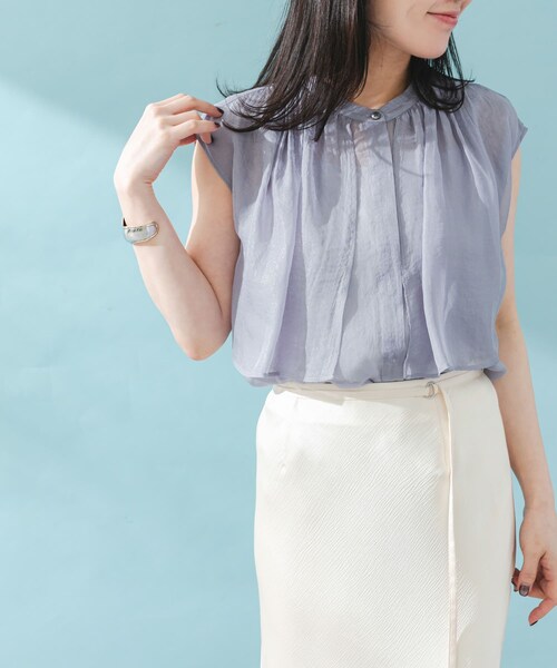 URBAN RESEARCH ROSSO（アーバンリサーチロッソ）の「グロッシーレイヤードブラウス（シャツ/ブラウス・レディース・CREAM/SAX/BRONZE・FREE）」の3枚目の写真