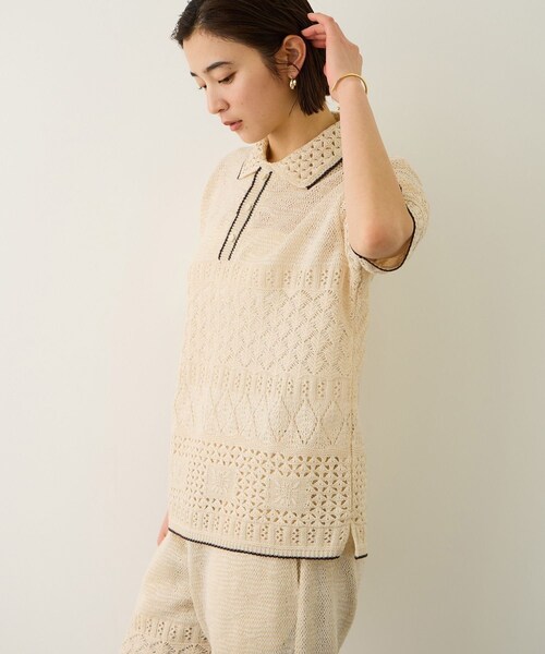 ROPE'（ロペ）の「【COOHEM(コーヘン)】SUKASHI EMBOSSED KNIT/イージーケア・セットアップ対応（ニット/セーター・レディース・キナリ/ラベンダー・F）」の13枚目の写真