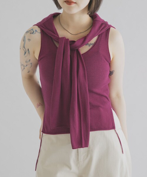 THE GOODLAND MARKET（ザグッドランドマーケット）の「cwtch　LAYERED KNIT TOPS（ニット/セーター・レディース・GRAY/NAVY/BERRY/YELLOW・Free）」の3枚目の写真