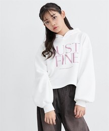 QUNTSTYLE | 裏起毛プリントクロップド丈プルパーカー（男の子・女の子）(パーカー)