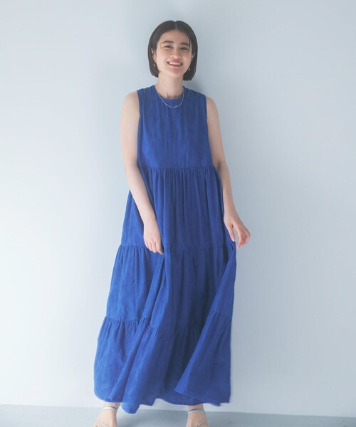 URBAN RESEARCH ROSSO（アーバンリサーチロッソ）の「インドコットン バックシャンワンピース（ワンピース・レディース・BLACK/BLUE・Free）」の21枚目の写真