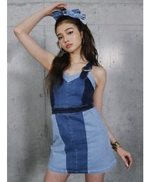 EVRIS | 【10周年記念】ブロッキングデニムミニワンピース(ワンピース)