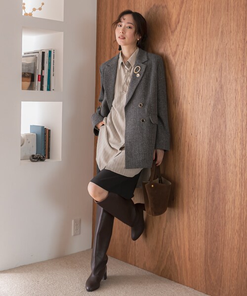 URBAN RESEARCH ROSSO（アーバンリサーチロッソ）の「F by ROSSO　ヘリンボンネップツイードジャケット（テーラードジャケット・レディース・BEIGE/GRAY・Free）」の5枚目の写真