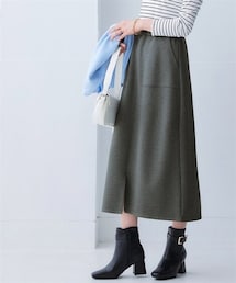nissen | なめらかポンチ素材　前スリットタイトスカート(スカート)