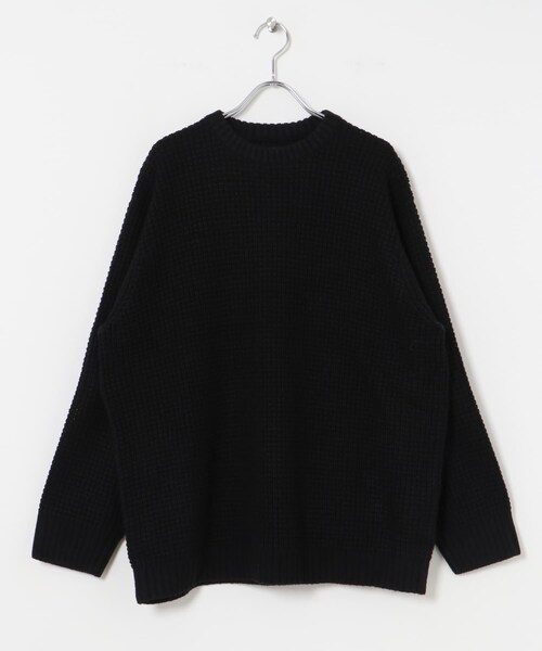 ITEMS URBANRESEARCH（アイテムズ アーバンリサーチ）の「ワッフル編み クルーネックニット（ニット/セーター・メンズ・OLV/OFF/BLK/CHA/MOC・S/M/L）」の22枚目の写真