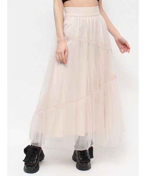 EATME（イートミー）の「アシンメトリーティアードスカート（スカート・レディース・ブラック/ブルー/ベージュ/アイボリー・F）」の5枚目の写真