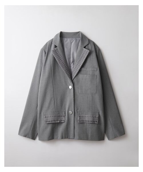 nissen（ニッセン）の「レースドッキングジャケット（ジャケット/アウター・レディース・グレー/チャコールグレー・1(M~L)/2(L~LL)）」の3枚目の写真