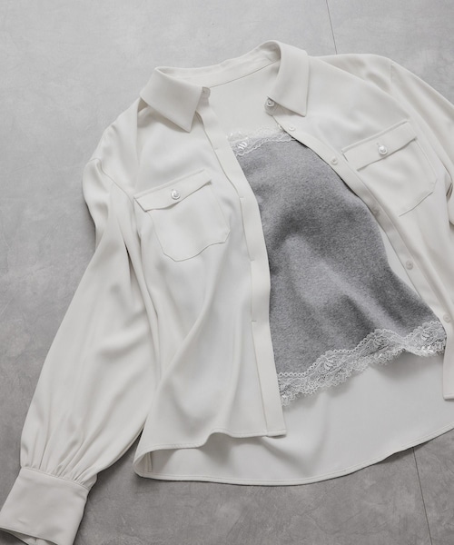 VIS（ビス）の「カップ付きレーステレコキャミソール（キャミソール・レディース・ブラック/ライトグレー/オフホワイト・F）」の3枚目の写真