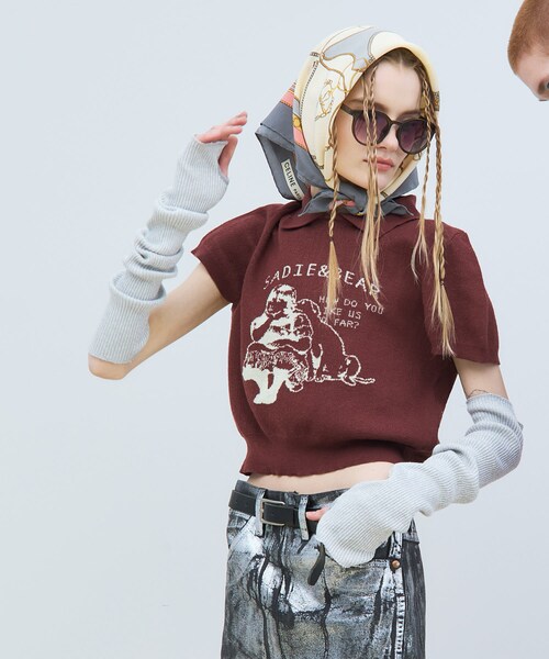 THE GOODLAND MARKET（ザグッドランドマーケット）の「old honey　45℃ KNIT TOPS（ニット/セーター・レディース・BROWN/YELLOW・Free）」の3枚目の写真
