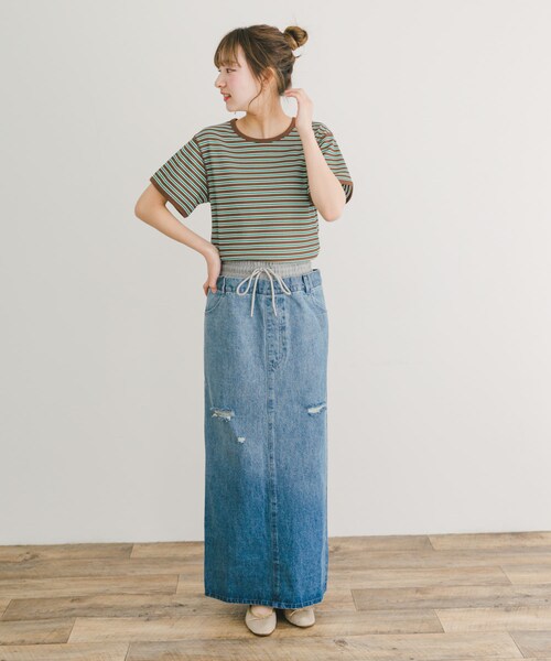 ITEMS URBANRESEARCH（アイテムズ アーバンリサーチ）の「ダブルウエストデニムスカート（デニムスカート・レディース・BLU/BLK・FREE）」の13枚目の写真