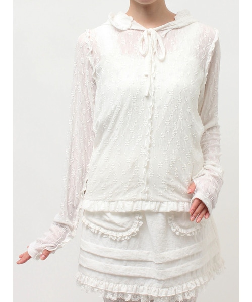 merry jenny（メリージェニー）の「rabbitレースフードtops（Tシャツ/カットソー・レディース・オフホワイト/アイボリー/ミントグリーン/ミックス・F）」の3枚目の写真