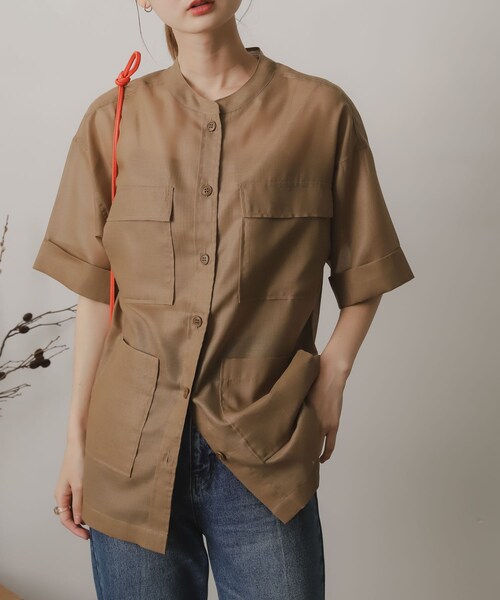 SENSE OF PLACE by URBAN RESEARCH（センスオブプレイスバイアーバンリサーチ）の「シアーミリタリージャケット（ミリタリージャケット・レディース・BROWN/IVORY・one）」の3枚目の写真