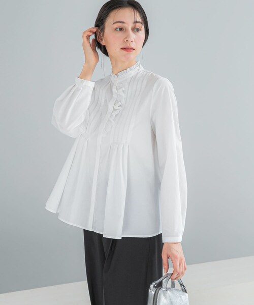 URBAN RESEARCH ROSSO（アーバンリサーチロッソ）の「フリルネックレースデザインシャツブラウス（シャツ/ブラウス・レディース・OFF WHITE/ASH/BLACK・Free）」の11枚目の写真