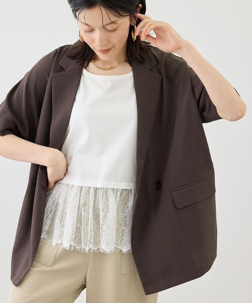 ROPE' PICNIC(ロペピクニック)の「レースドッキングタンク/着丈が選べる(タンクトップ・レディース・ホワイト・M/MT)」の6枚目の写真