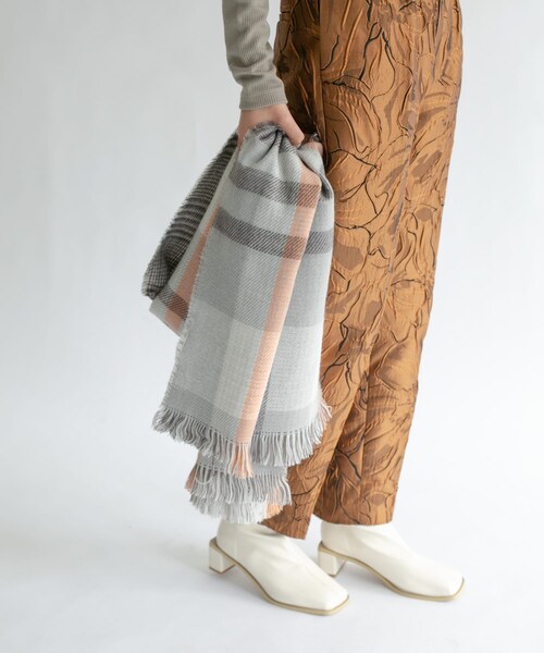 KBF（ケイビーエフ）の「リバーシブルチェックストール（ストール/ショール・レディース・BROWN/MINT/GRAY・one）」の18枚目の写真
