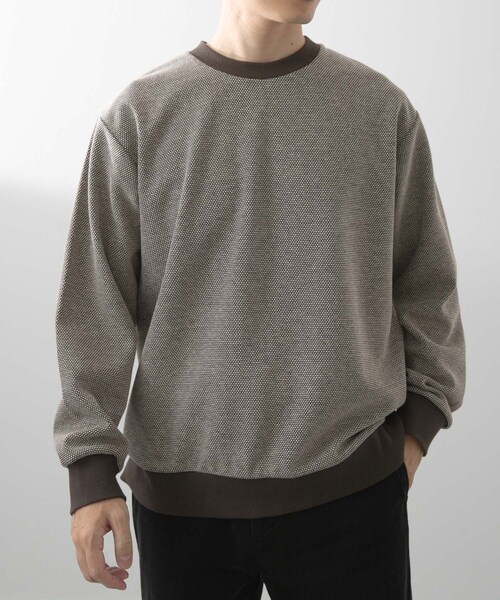 ITEMS URBANRESEARCH（アイテムズ アーバンリサーチ）の「バーズアイ ジャカード スウェット（スウェット・メンズ・BEG/D.BRN/NVY・M/L）」の15枚目の写真