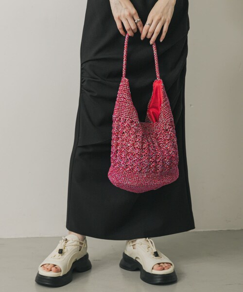 SENSE OF PLACE by URBAN RESEARCH（センスオブプレイスバイアーバンリサーチ）の「メタリックヤーンバッグ（ハンドバッグ・レディース・SILVER/CHARCOAL/MIX/RED・one）」の16枚目の写真