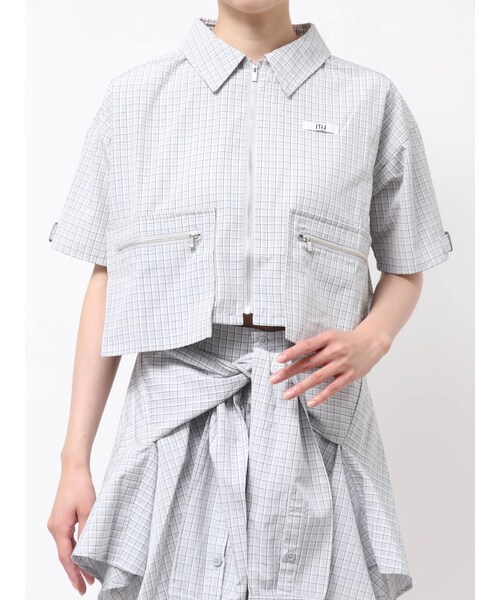 MURUA（ムルーア）の「ZIPハーフスリーブシャツ【セットアップ着用可】（シャツ/ブラウス・レディース・グレー/ブルー/ネイビー・F）」の13枚目の写真
